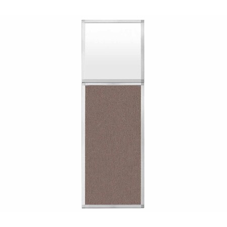 Versare Hush Panel Configurable Cubicle Partition 2' x 6' W/ Window Latte Fabric Frosted Window 1852213-3